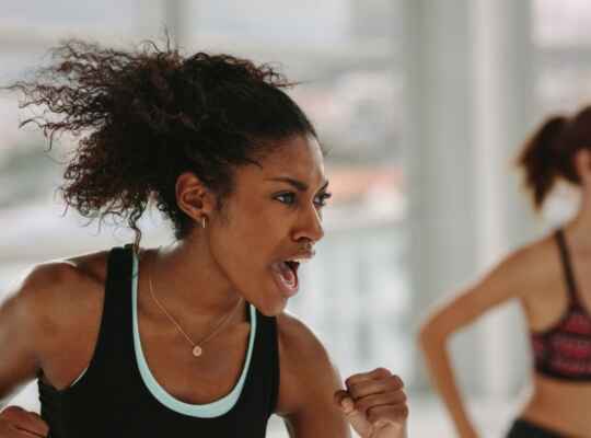 women intense fitness training