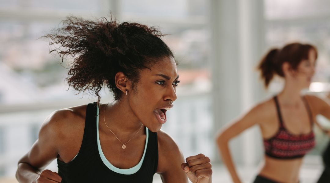 women intense fitness training
